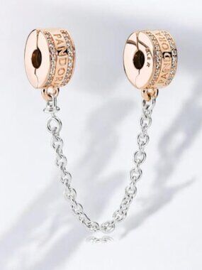 NEW Authentic PANDORA Rose Insignia Safety Chain 782057CZ